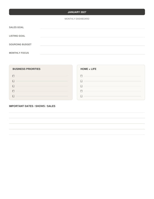 The Reseller’s Year 2027 – Black & Cream Plaid Reseller Business & Home Planner