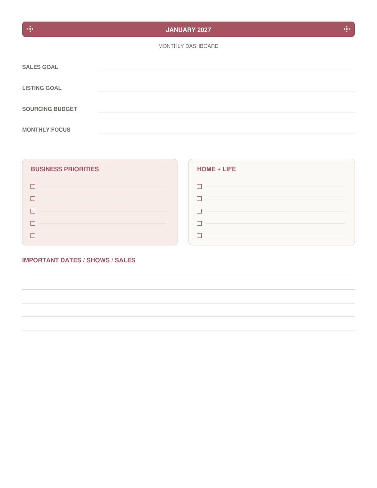 The Reseller’s Year 2027 – Vintage Floral Reseller Business & Home Planner