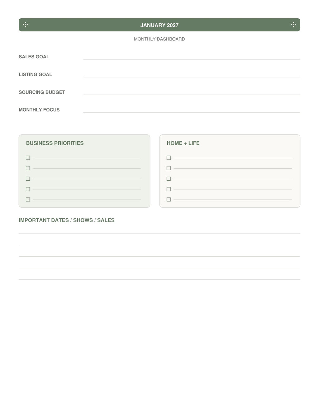 The Reseller’s Year 2027 – Sage Botanical Reseller Business & Home Planner