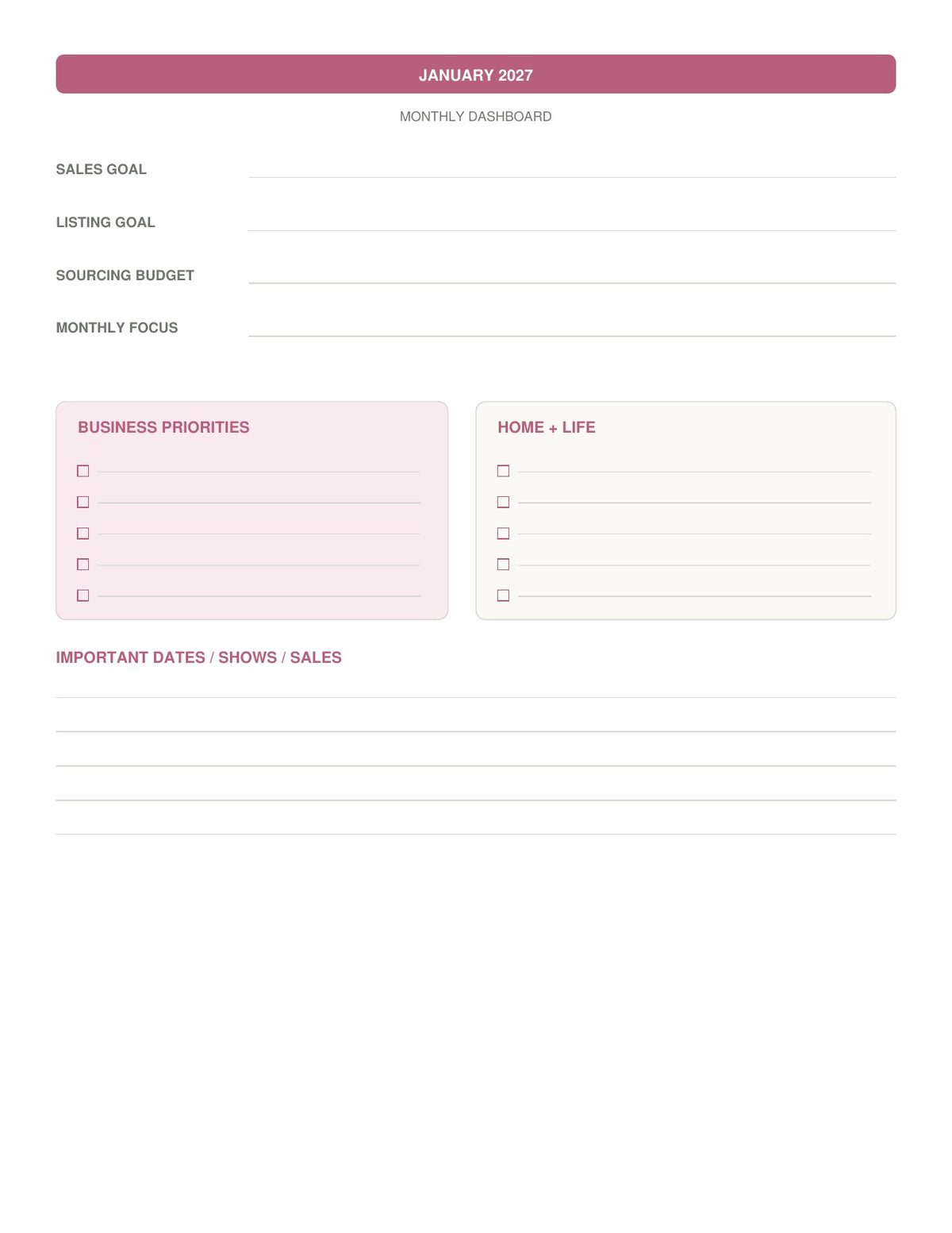 The Reseller’s Year 2027 – Pink Plaid Reseller Business & Home Planner