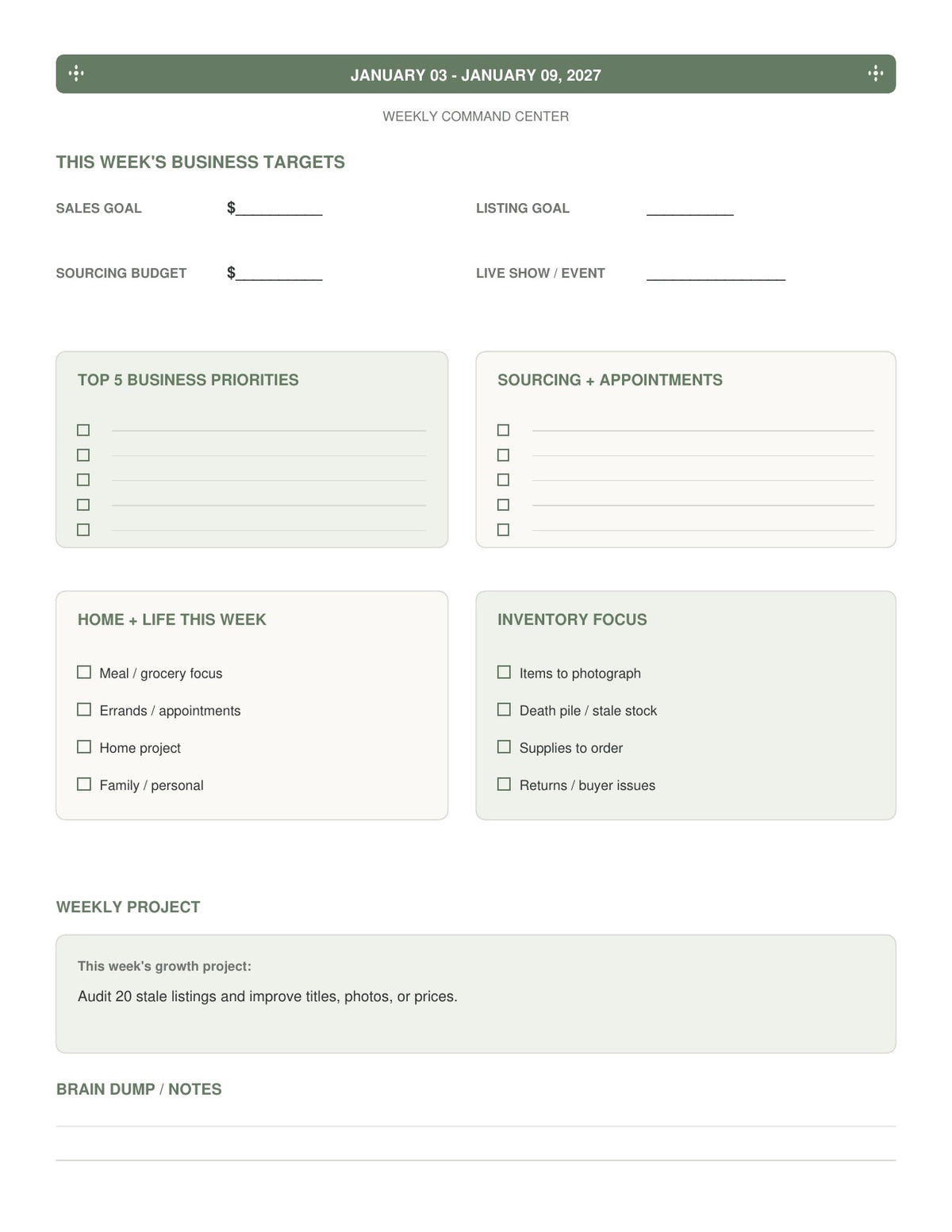 The Reseller’s Year 2027 – Sage Botanical Reseller Business & Home Planner