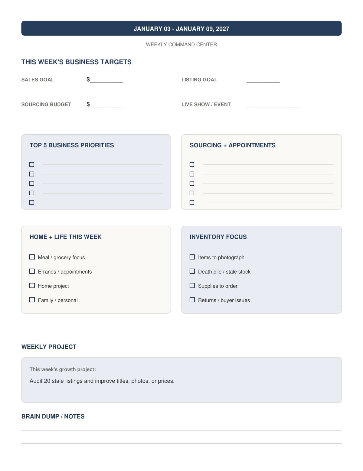The Reseller’s Year 2027 – Heritage Navy Reseller Business & Home Planner