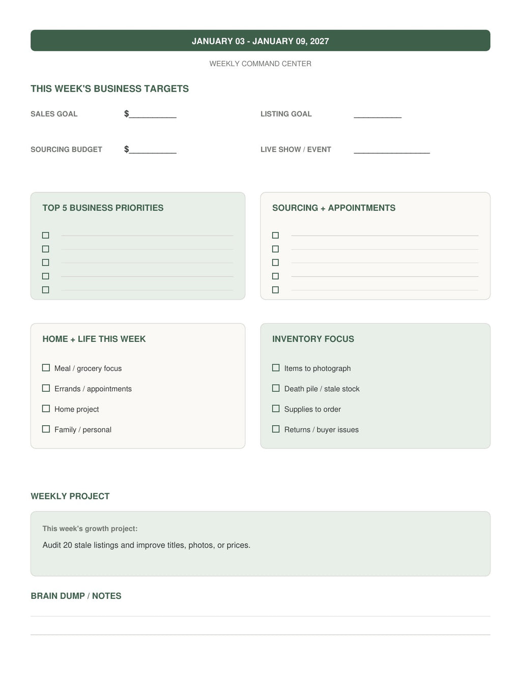 The Reseller’s Year 2027 – Forest & Outdoors Reseller Business & Home Planner