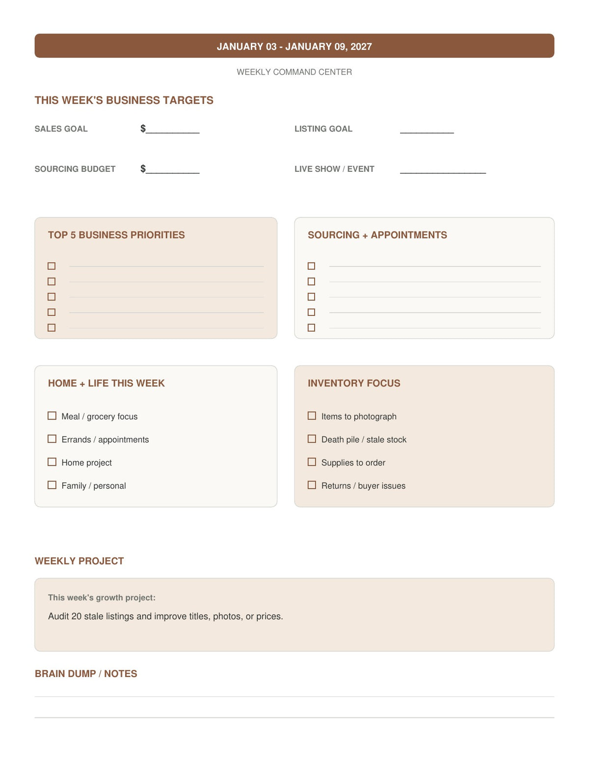 The Reseller’s Year 2027 – Cognac Classic Reseller Business & Home Planner