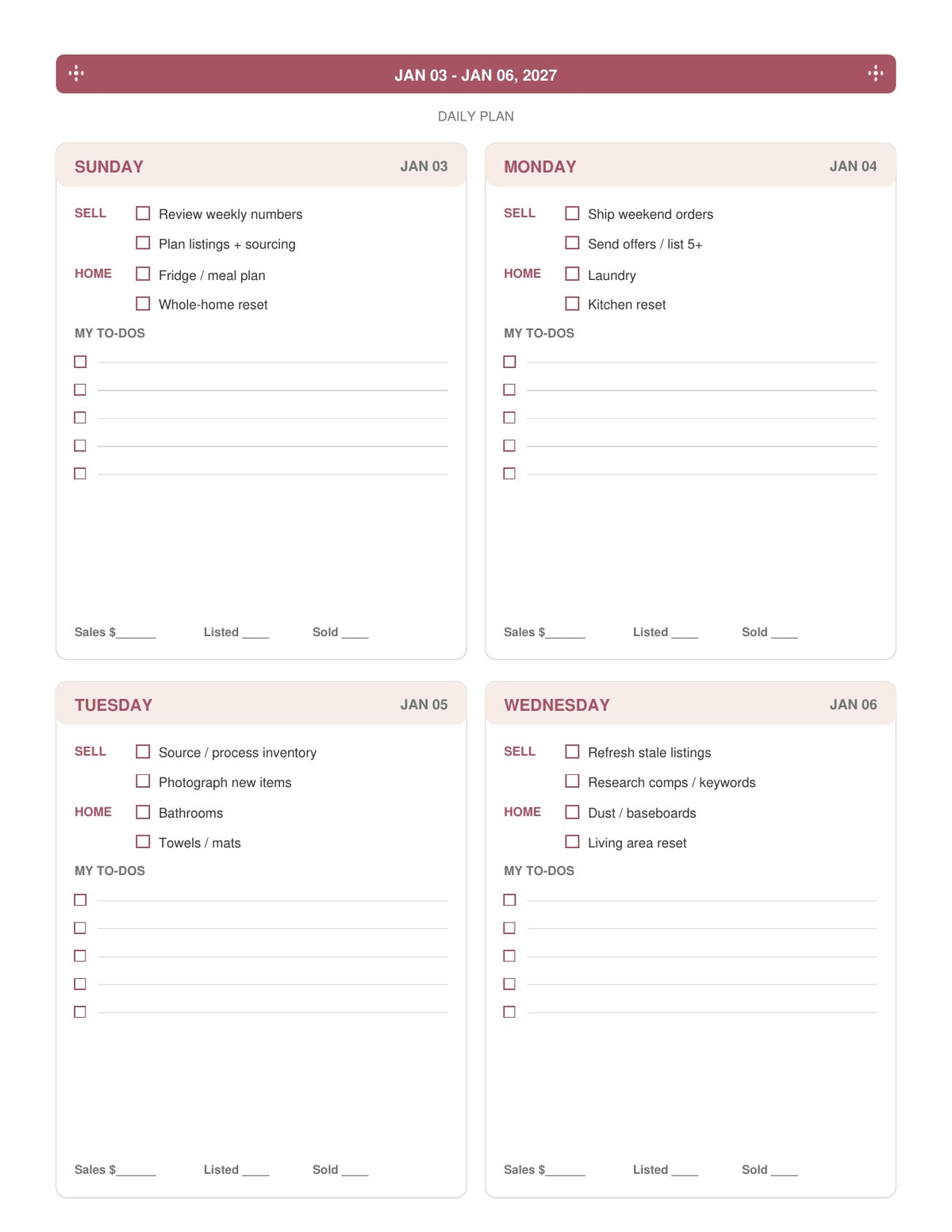 The Reseller’s Year 2027 – Vintage Floral Reseller Business & Home Planner