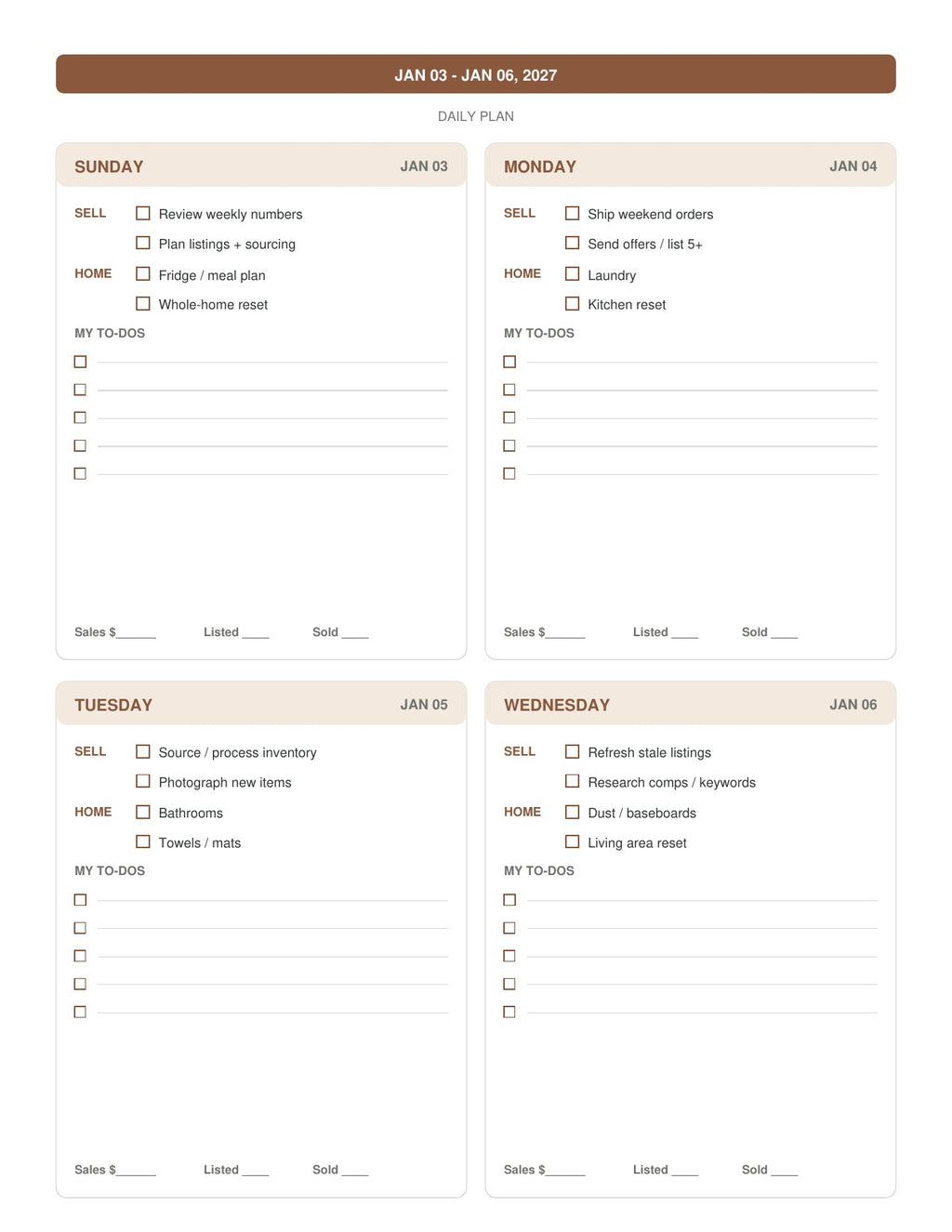 The Reseller’s Year 2027 – Cognac Classic Reseller Business & Home Planner
