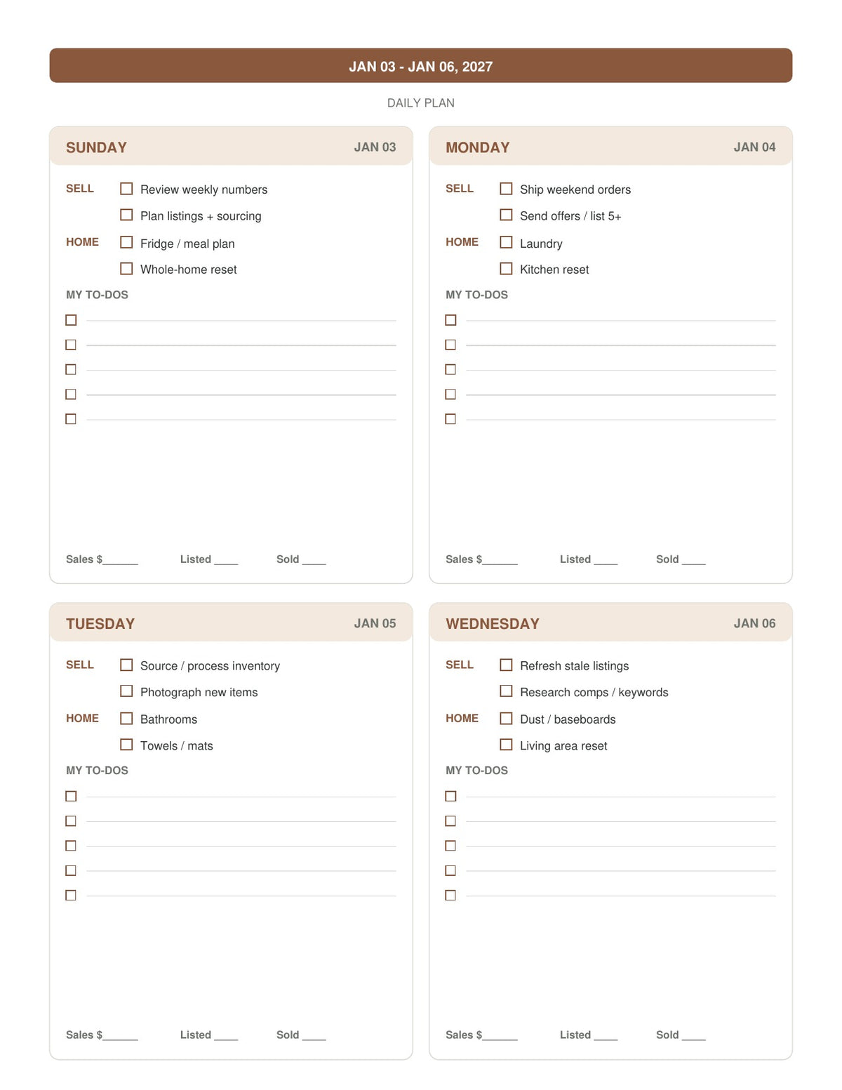 The Reseller’s Year 2027 – Cognac Classic Reseller Business & Home Planner