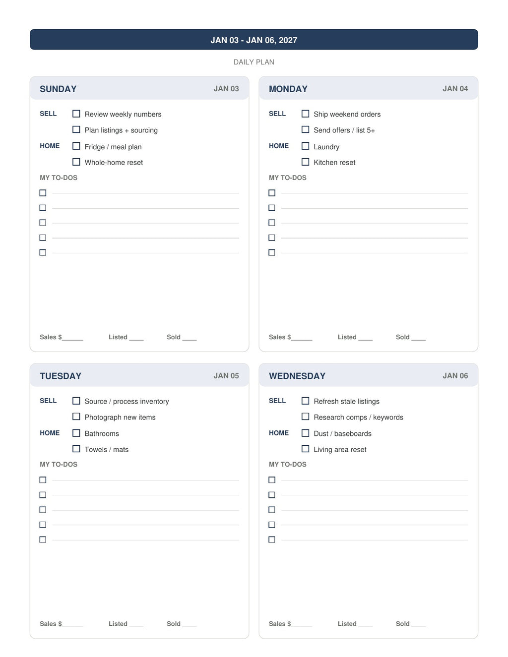 The Reseller’s Year 2027 – Heritage Navy Reseller Business & Home Planner