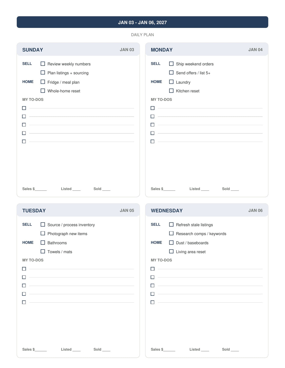 The Reseller’s Year 2027 – Heritage Navy Reseller Business & Home Planner