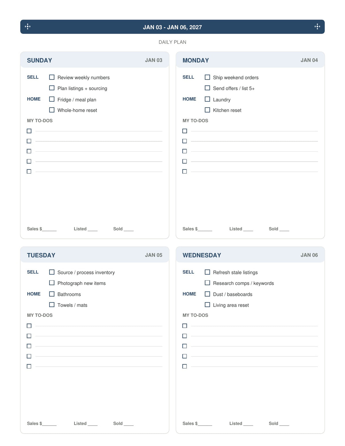 The Reseller’s Year 2027 – Navy Floral Reseller Business & Home Planner