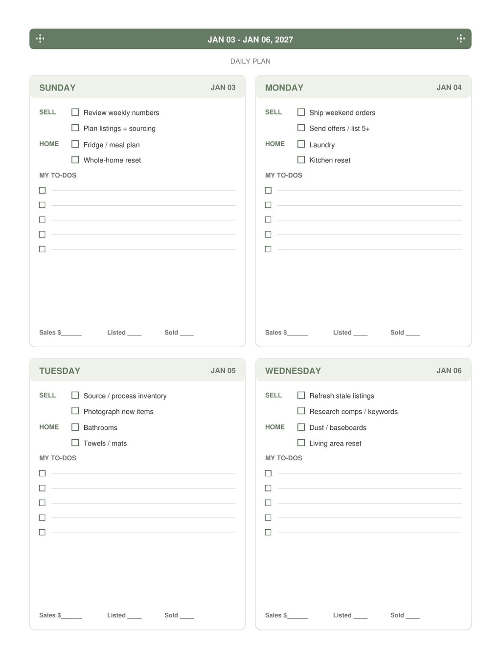 The Reseller’s Year 2027 – Sage Botanical Reseller Business & Home Planner