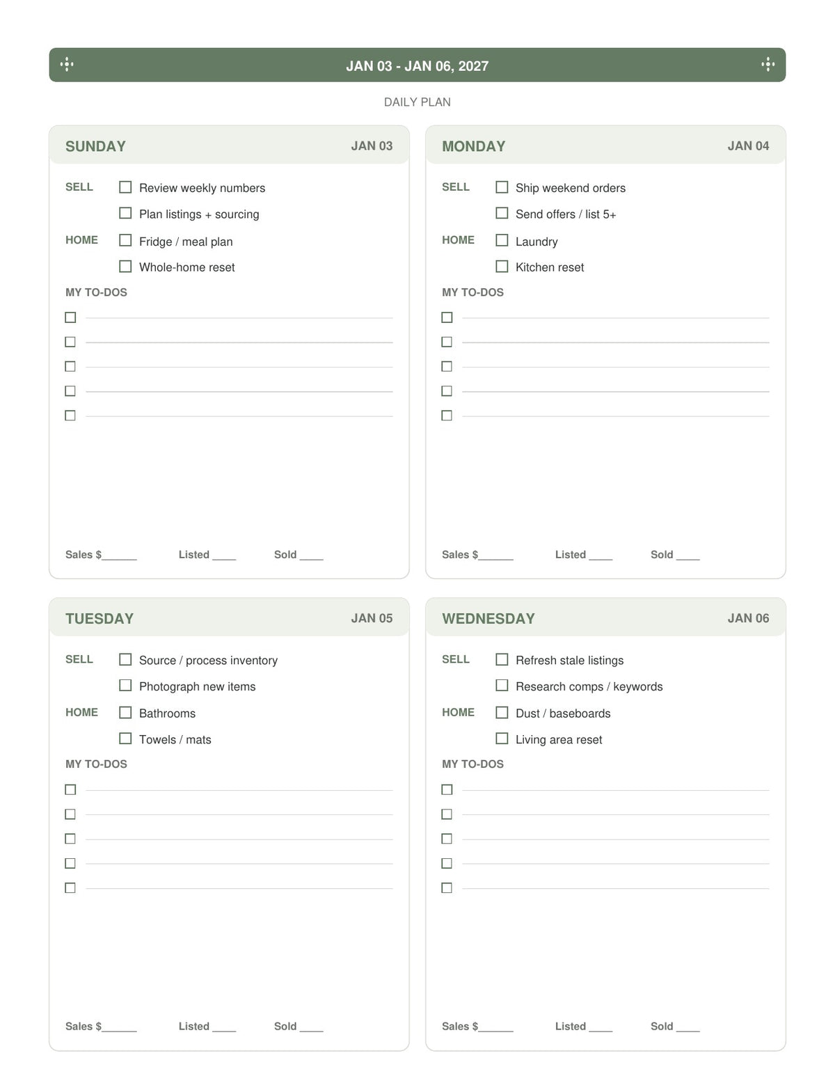 The Reseller’s Year 2027 – Sage Botanical Reseller Business & Home Planner