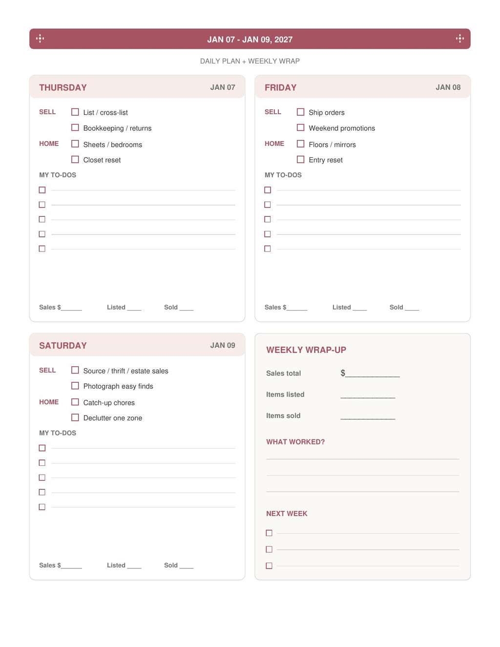 The Reseller’s Year 2027 – Vintage Floral Reseller Business & Home Planner