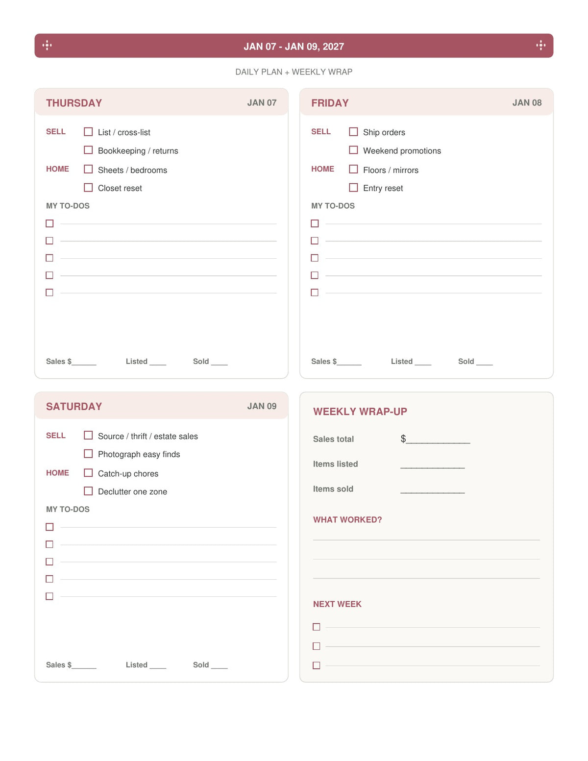 The Reseller’s Year 2027 – Vintage Floral Reseller Business & Home Planner