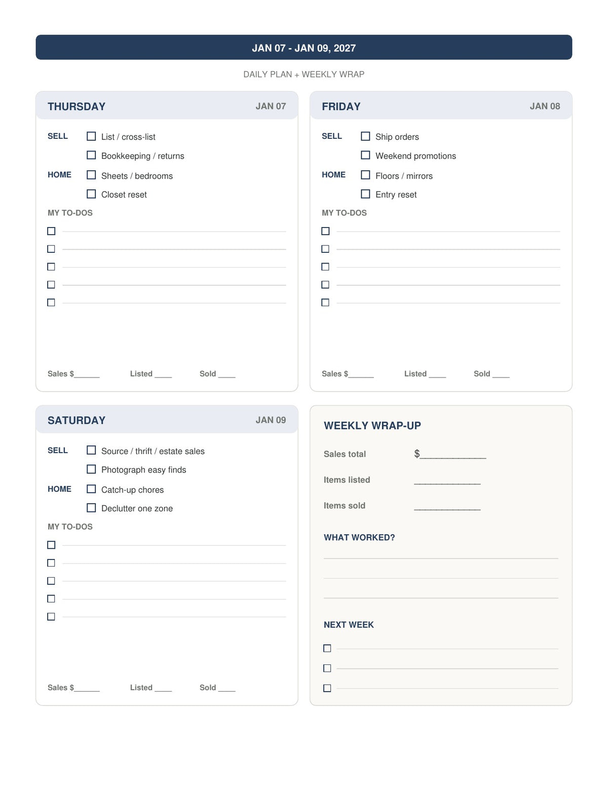 The Reseller’s Year 2027 – Heritage Navy Reseller Business & Home Planner