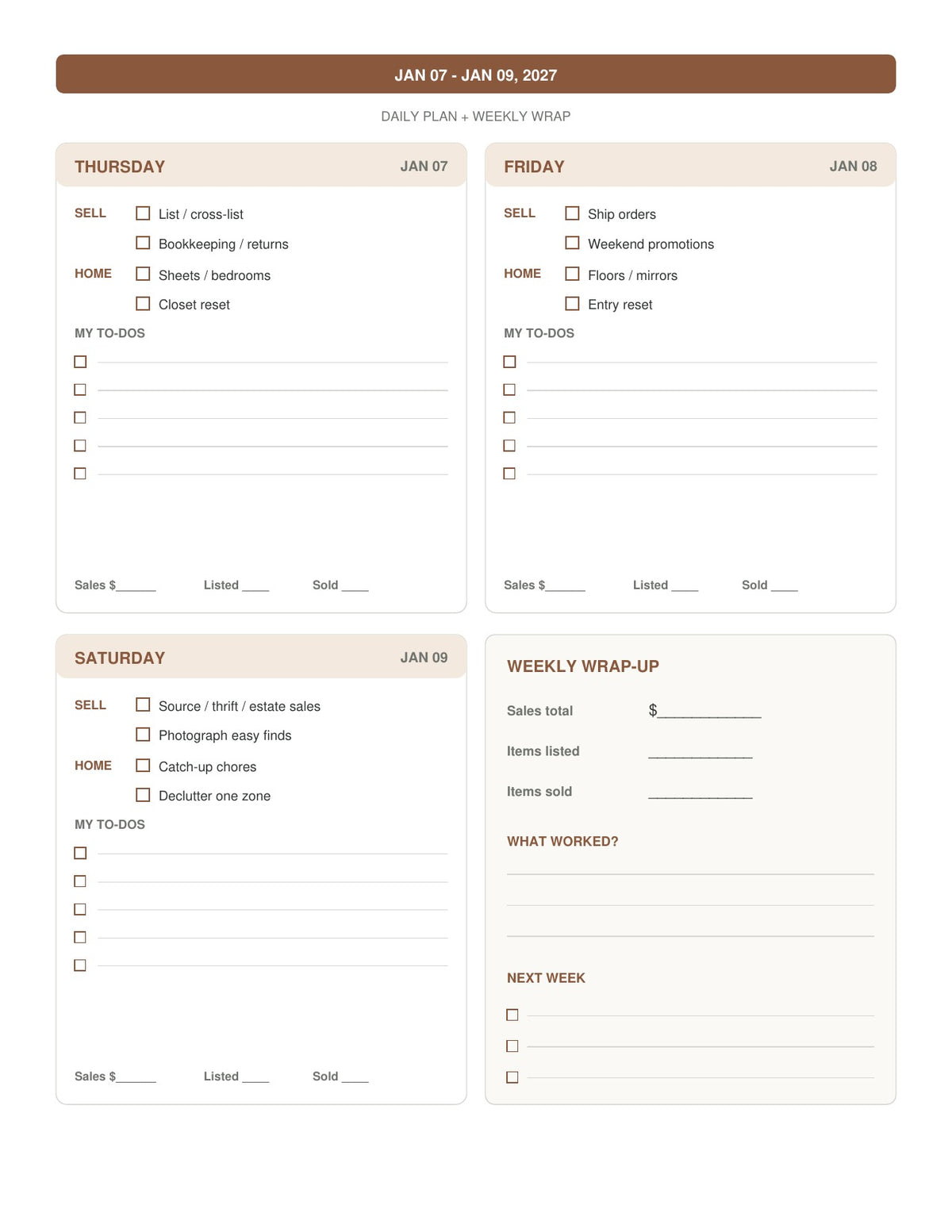 The Reseller’s Year 2027 – Cognac Classic Reseller Business & Home Planner