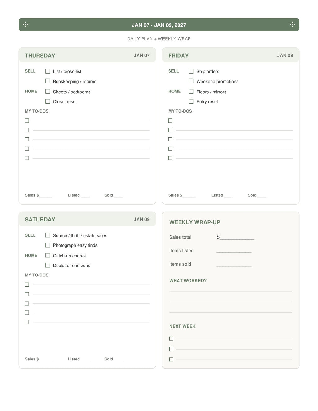 The Reseller’s Year 2027 – Sage Botanical Reseller Business & Home Planner