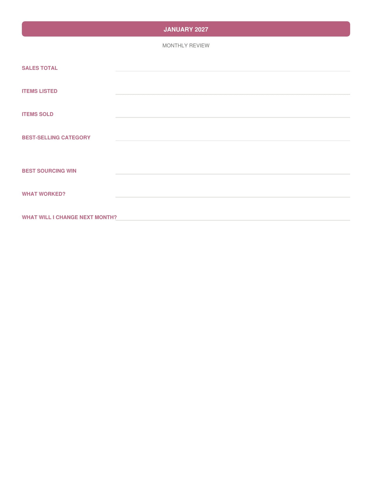 The Reseller’s Year 2027 – Pink Plaid Reseller Business & Home Planner
