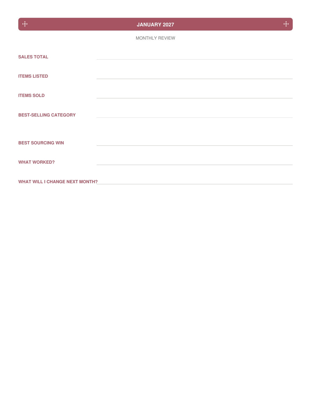 The Reseller’s Year 2027 – Vintage Floral Reseller Business & Home Planner